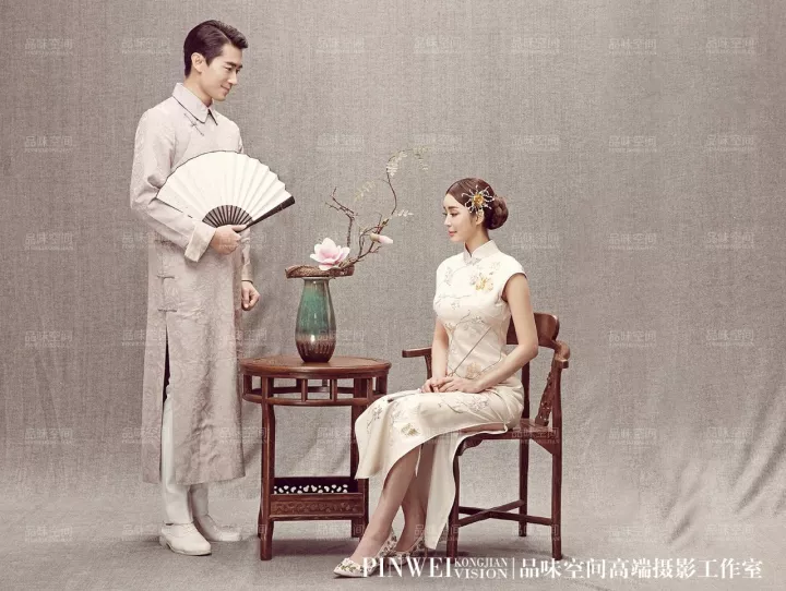 个性婚纱照秀禾工笔画旗袍_婚纱旗袍造型_旗袍婚纱简笔画